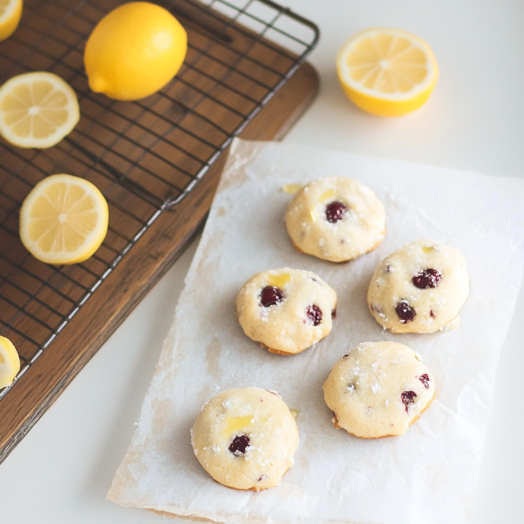 Cranberry Butter Cookies with Lemon Glaze