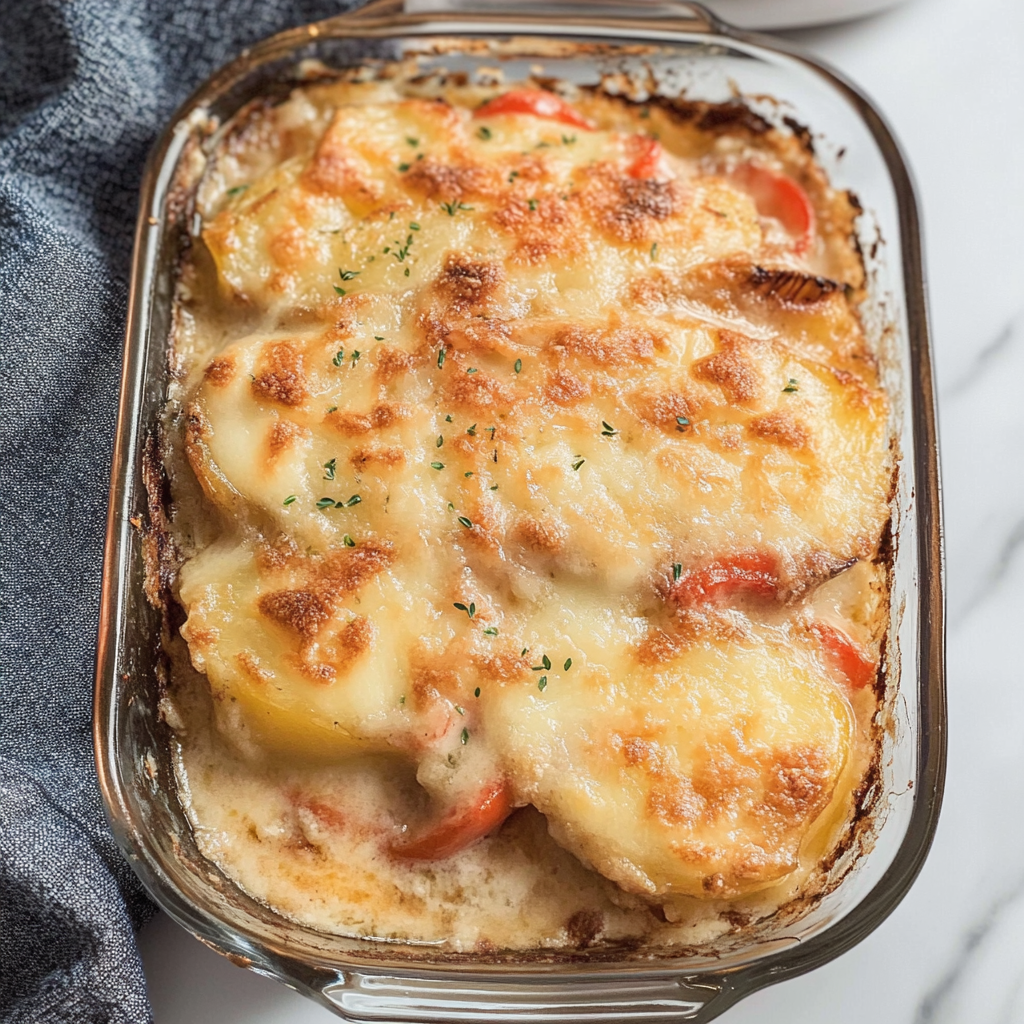 Scalloped Potatoes with Peppers and Swiss Cheese 1