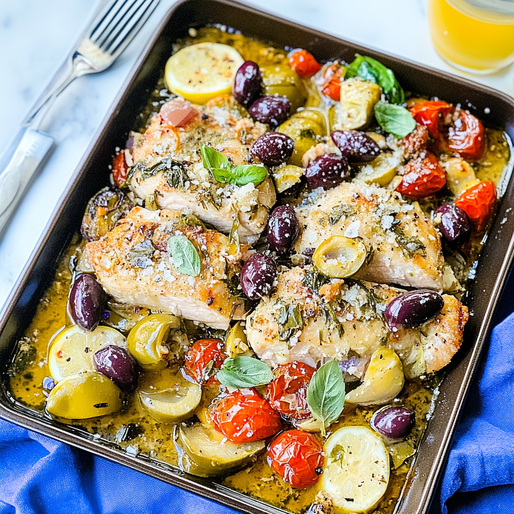 Mediterranean Lemon Chicken With Artichokes Olives