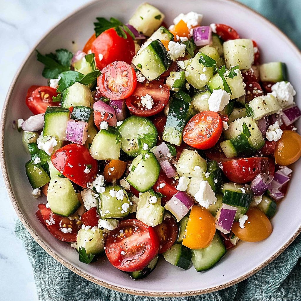 Mediterranean Salad With Cucumber Tomato And 1