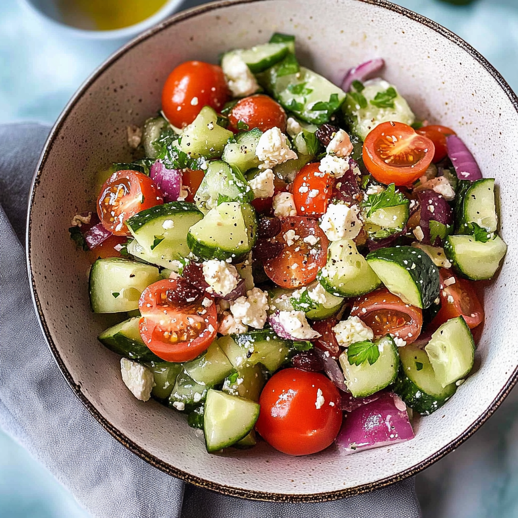 Mediterranean Salad With Cucumber Tomato And
