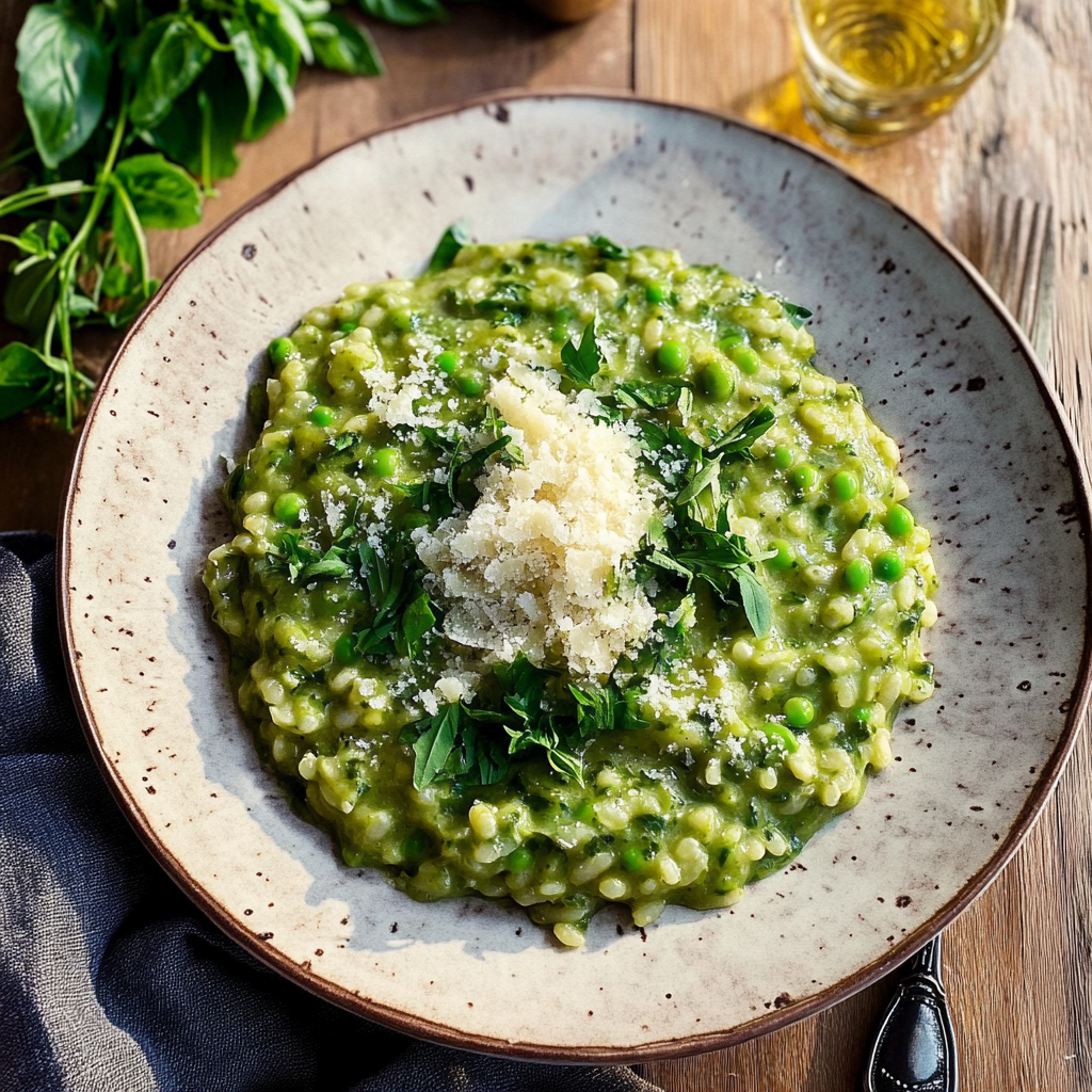 Amazing Spring Pea Risotto With Parmesan Basil Delight 1 Spring Pea Risotto With Parmesan Basil 1