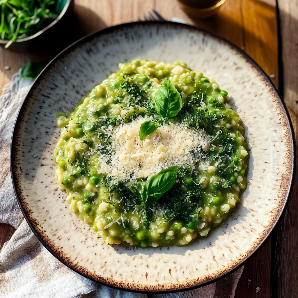 Amazing Spring Pea Risotto With Parmesan Basil Delight 2 Spring Pea Risotto With Parmesan Basil